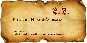 Matias Nikodémusz névjegykártya